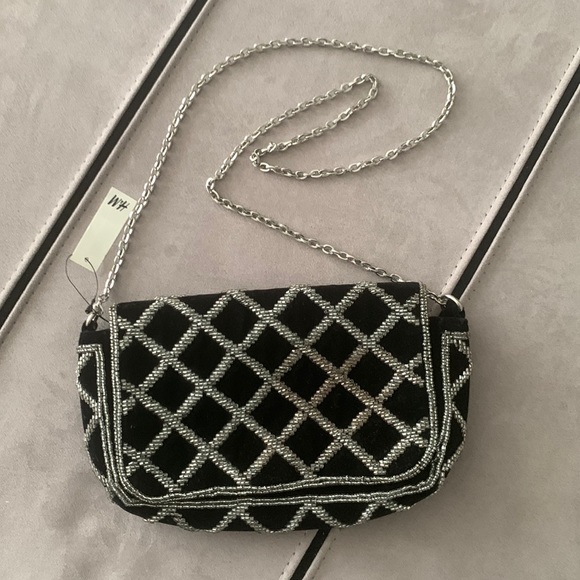 NWT H & M Black Beaded Shoulder Bag - Picture 4 of 17
